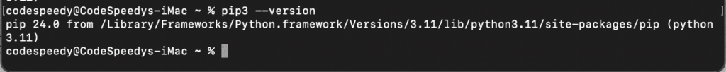 Check pip version on your Mac